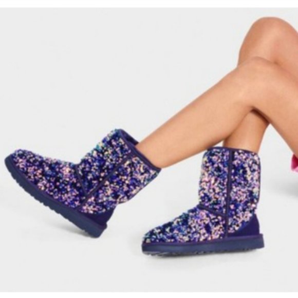 UGG Shoes - UGG Classic Stellar Medallion Purple Short Boots
